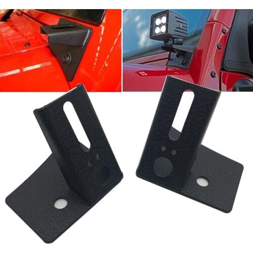 For J eep JK A-Pillar Windshield Hinge Mount Brackets for Mounting Auxiliary Off-Road LED, HID, or Halogen Fog and Work Lights
