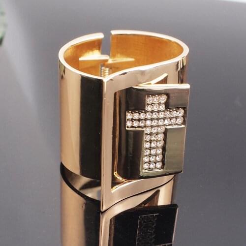 Rhinestone Big Cuff Bangle Bracelet For Women Cross Alloy Statement Bracelet Jewelry Fashion Accessories 2020 UKMOC