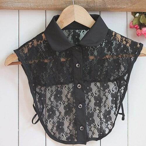 Vintage white doll collar half Lace blouse false collar shirt decorative letter lattice wild collar Korean fake shirt