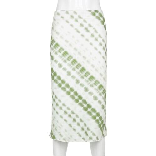 Tie Dyed High Waist Skirt Aesthetic Fashion Female Straight Skirts A-Line Slim Women Korean Streetwear