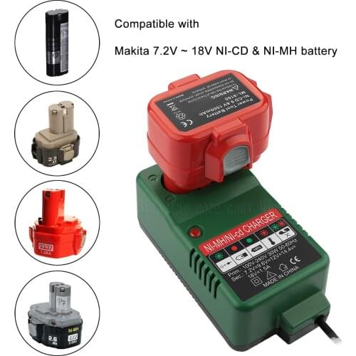 Battery Charger for Makita 6010D 6261D 6226DWE 6270D 6270DWE 6271D 6271DWE Replacement Charger 7.2V 9.6V 12V 14.4V 18V