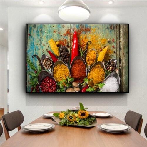 Grains Spices Spoon Diy diamond painting diamond embroidery food picture mosaic paint by numbers cross stitch home decorZP-1735