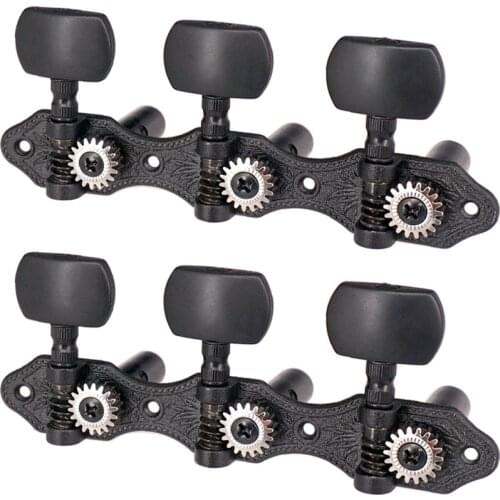 1 Pair 1:18 Black Classical Guitar Tuners Machine Heads Tuning Key Pegs for Classical Guitar or Flamenco Guitar for Guitar Parts