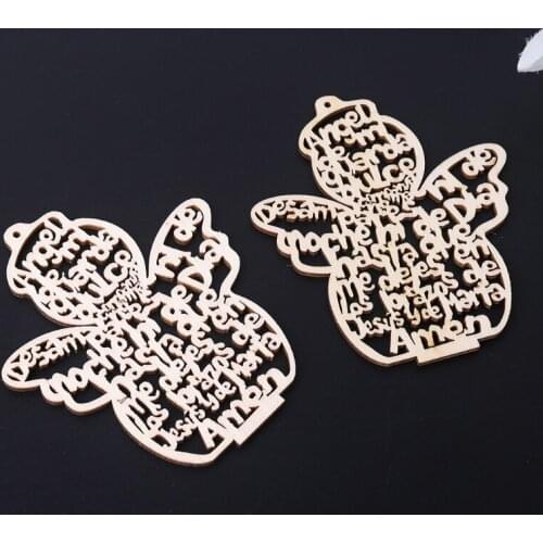 12 Pcs/Pack Wooden Hollow Out Angel Doll Ornaments Pendants Embellishments for DIY Art Craft Projects Christmas Party with 85DA
