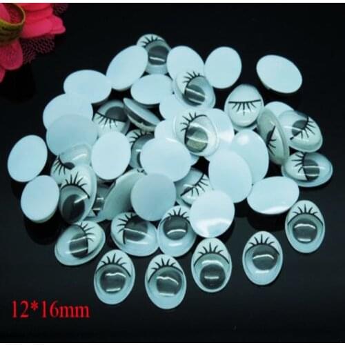 200pcs/lot Oval White Color With the Eyelashes Eye Activities Moving Eyes Plastic Eyes For Doll Toy 12*16mm