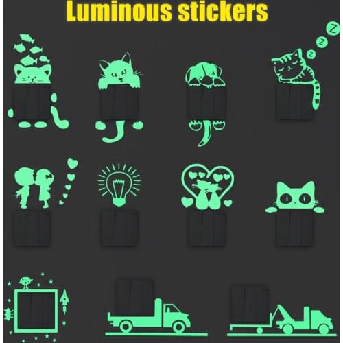 25 Styles For Choose Luminous Switch Wall Sticker For Kids Rooms Glow in the Dark Wall Decals Peel & Stick DIY PVC Art Wallpaper