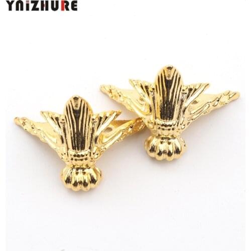 42*30mm 12Pcs Antique Jewelry Gift Box Wood Case Decorative Feet Leg Corner Protector Gold Color Yellow