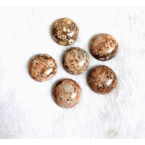 5pcs/lot Natural Leopard Skin Jaspers Bead Cabochon 20mm Round Gem Stone Ring Face Cabochon for Jewelry