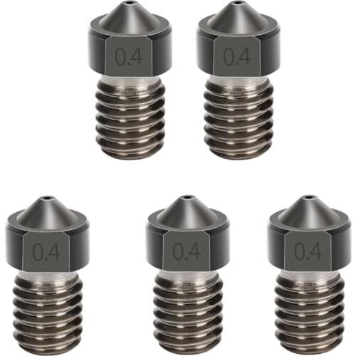 5PCS Hardened Steel E3D , high Temperature Resistant tip and wear Resistant V6 Nozzle 0.4 mm /1.75 mm , suitable for 3D Printer