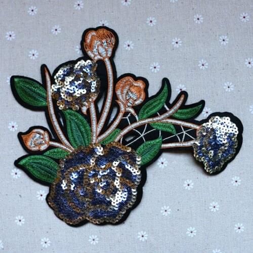 Clothing accessories,embroidery Sequins patch,plant flowers clothes stickers,2PCS/lot