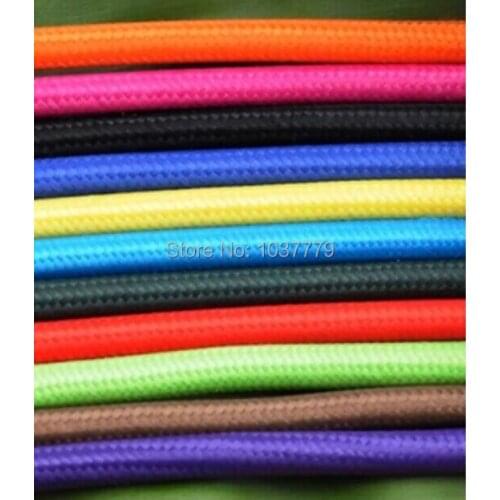 Free shipping to Russia 100meters/roll colorful fabric wire lighting accessories DIY vintage pendant cloth cable