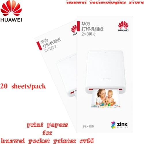 Original Huawei pocket Photo Printer Paper Print Papers 20 sheets in 1 pack ZINK Pocket Paper for HUAWEI Photo Printer cv80