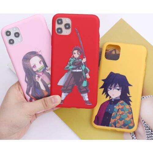 Anime Kimetsu no Yaiba Demon Slayer Fire Phone Cover For iPhone 11 12 Pro Max X XS XR Max 7 8 7Plus 8Plus 6S Soft Silicone Case