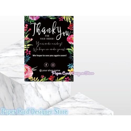 Custom Black MODERN Thank You Insert card Thank You For Your Order Packaging Cards Media Social Card Shop Packaging Card