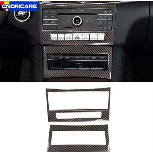 Carbon Fiber Color Air Conditioning Buttons CD Frame Decoration Stickers Car Styling For Mercedes Benz E Class W212 2014-2015