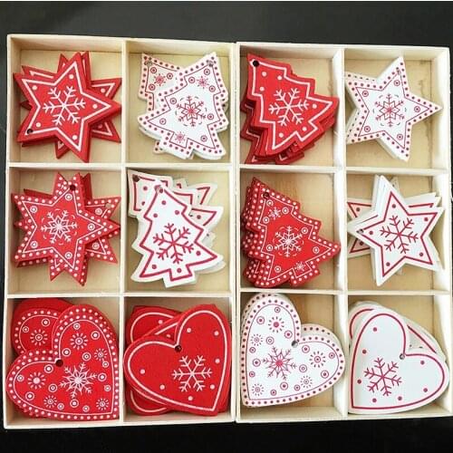 10pcs/set Christmas Wooden Pendant Xmas Tree Ornaments Merry Christmas Decorations for Home 2022 New Year Gifts