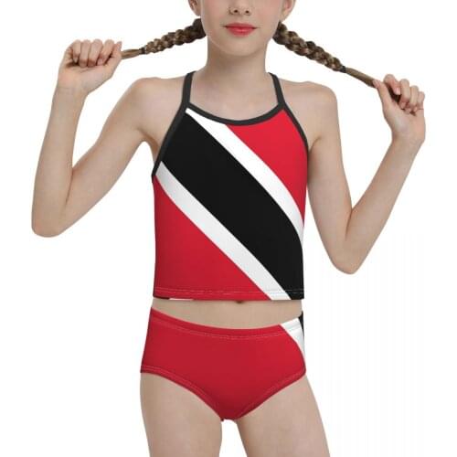 Europe Swimwear for Children young Girls Print Trinidad & Tobago Flag Biquini 2021 Wholesale Brand Girl Swimming Suit