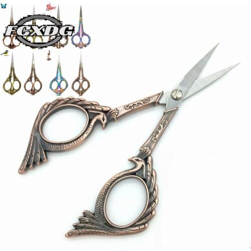 European Vintage Sewing Scissors for Fabric Peacock Butterfly Bird Design Stainless Steel Antique Scissors Needlework Scissors