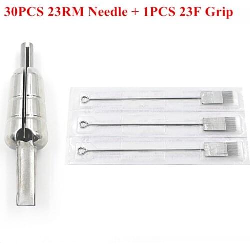 EZ 30 pc Round Magnum Tattoo Needles 23RM with 1 pc Stainless Steel Magnem bullet tubes 23F Tattoo Grip tattoo supply 1 set/lot