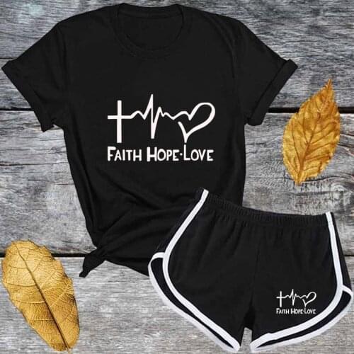 Cute Letter T Shirts and Shorts Suit Women Two Piec Set Summer O-Neck Fashion Casual 2 Piece Outfit for Woman Clothing