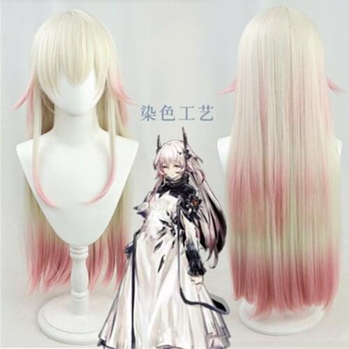 Game Arknights Theresia/Theresa Cosplay Light Yellow Pink Mixed Long Straight Heat Resistant Synthetic Hair Halloween Party