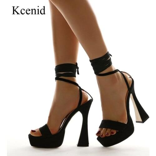 Kcenid Summer New Design Ankle Lace-Up Platfrom Shoes Women Sandals Fashion Gladiator Spike High Heels Ladies Party Pumps Shoes