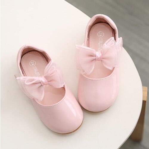 PU Leather Toddler Shoes Sweet Casual Styles Girls Shoes Bow Knot Princess Slip On Kids Girls Sneakers Newborn First Walkers