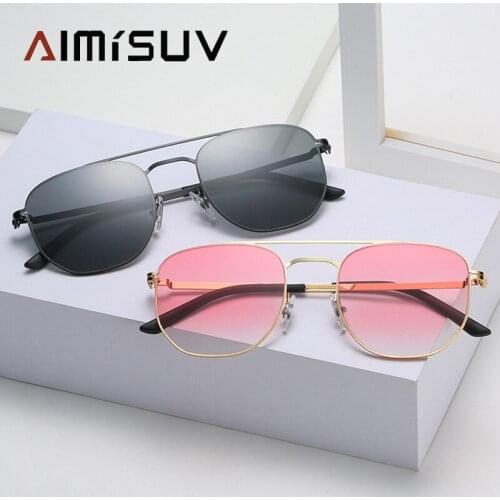 AIMISUV Square Sunglasses Men Women Metal Frame Fashion Gradient Sun Glasses Male Brand Designer Eyewear For Female UV400