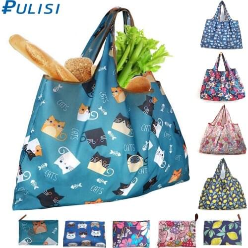 Reusable Grocery Bags Large Size Eco-Friendly Ripstop Waterproof Storage Folding Shopping Bag Cute Groceries Bags Multi-color