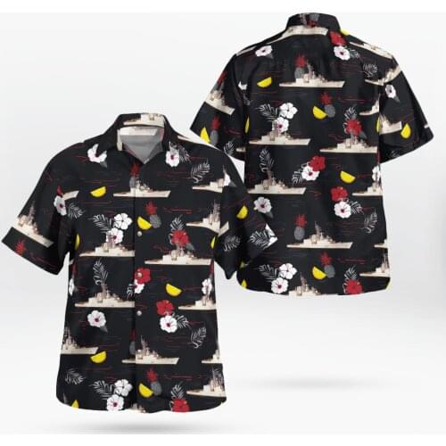 2021 New 3D Printing Warship Hawaii Black Shirt Men Summer Short-sleeved Beach Shirt Men Shirts Oversize Camisa Masculina 5XL-12