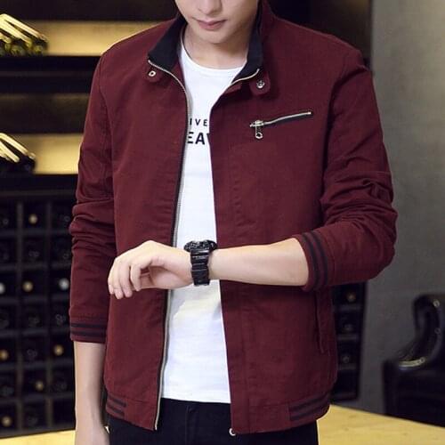 Spring Jacket 2021 Men Korean Style Men Jacket Zipper Stand Collar Outwear Slim Fit Solid Business Casual Bomber Coat Jaquetas