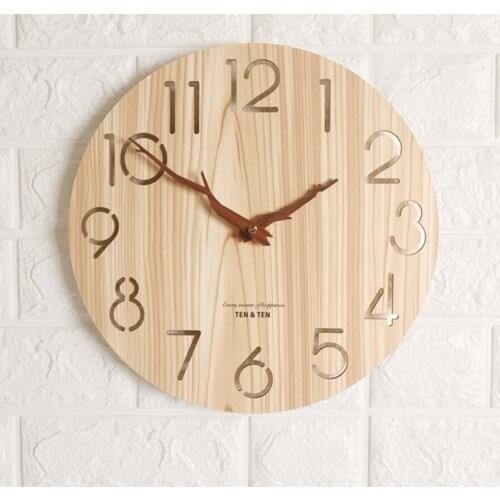Solid Wood Wall Clock Modern Design Fluorescent Clock Kitchen Shabby Chic Nordic Design Art Wall Watches Home Decor Marij Uana 9