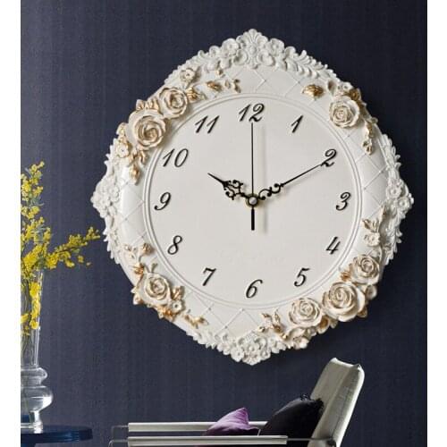 European Style Wall Clock Living Room Creative Art Clock Household Beauty Salon Shop Decoration Resin Clock Quartz Clock