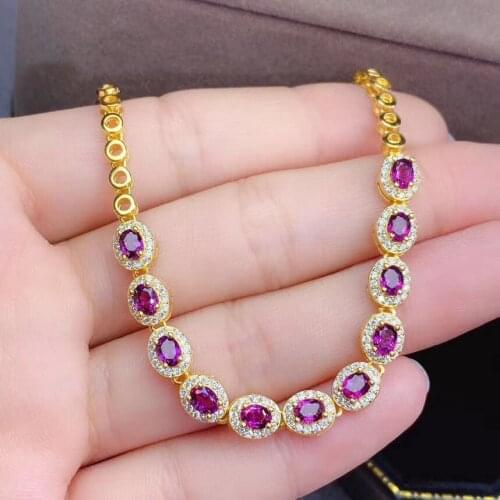 New Trendy Garnet chain bracelet Free shipping Natural real Garnet 925 sterling silver bracelet