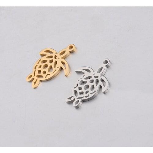 5pc 16.7*22.4mm Gold color Stainless steel Mirror Finish Hollow Turtle Charm For Necklace/Bracelet DIY Handmade Jewelry Making