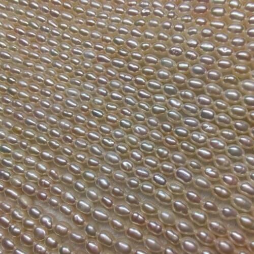 3.5mm Rice Natural Freshwater Small Pearl Classic Choker Necklace DIY Jewelry Single Strand For Women 36cm