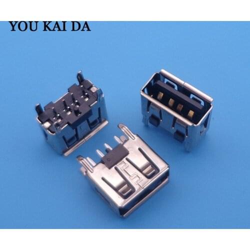 A Type Flat Angle Female USB PCB Connector Socket USB Jack Plug black SB 2.0 Female Type A 4 Pin PCB Connector 180 Degree DIY