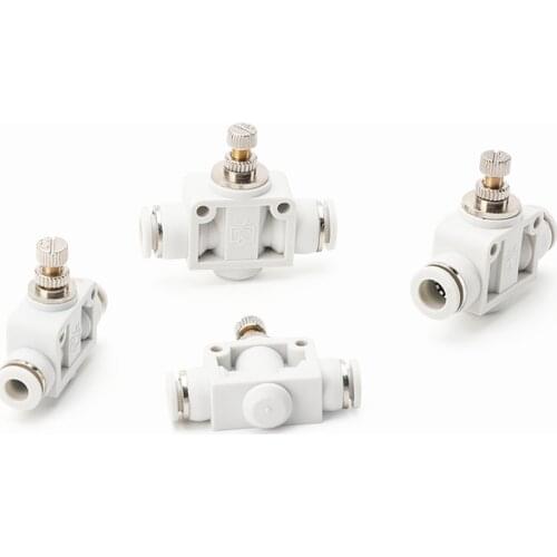White DSA 4 6 8 10 12MM OD Tube Flow control Throttle valve Pneumatic Fittings Pneumatic type speed control connector