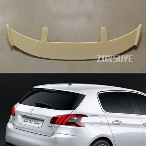 Use For 2014-2018 Peugeot 308 Spoiler ABS Plastic Carbon Fiber Look Hatchback SUV Roof Rear Wing Body Kit Accessories