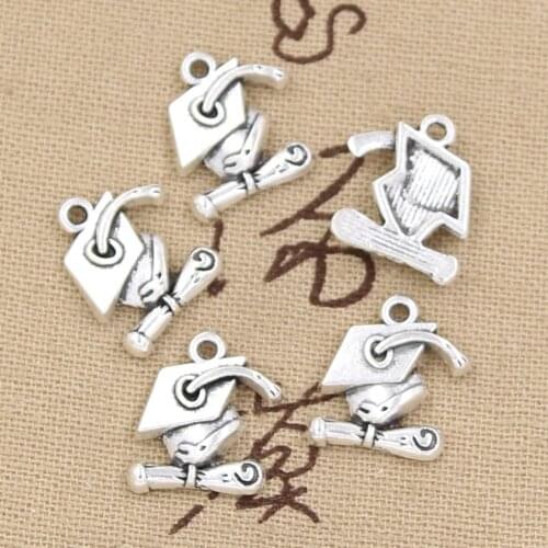 30pcs Charms Graduation Cap Diploma 17x16mm Handmade Pendant Making fit,Vintage TibetanBronze,DIY For Necklace