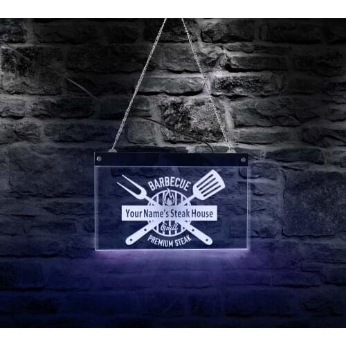 Premium Steak Barbecue Grill Personalized Steak House LED Business Brand Sign Restaurant Advertising Board LED Neon Wall Decor