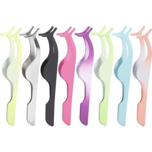 8colors Multifunctional False Eyelash Assistant Professional Stainless Steel Extension Eyelash Applicator Tool Fish Tail Clip