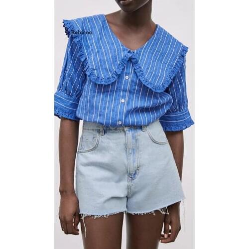 Женские голубые рубашки Rebicoo China At AliExpress