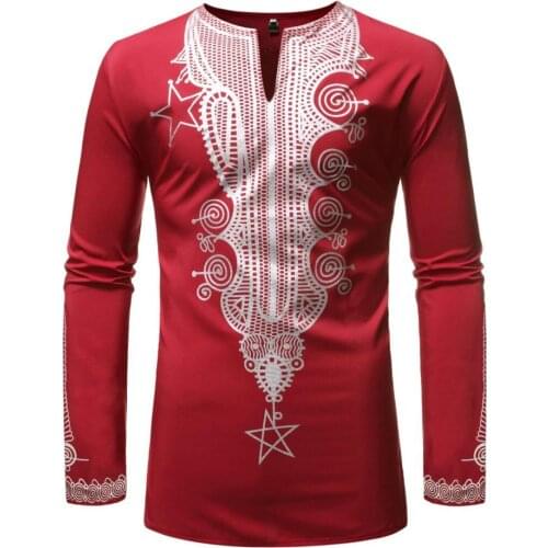Mens African Dashiki Shirts 2020 Luxury Metallic Floral Print Mandarin Collar Dress Shirt Men Streetwear Casual African Clothes
