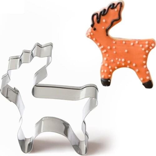 Christmas Reindeer Fondant Cake Stencil Kitchen Cupcake Decoration Template Mold Cookie Coffee Stencil Mold Baking Fondant