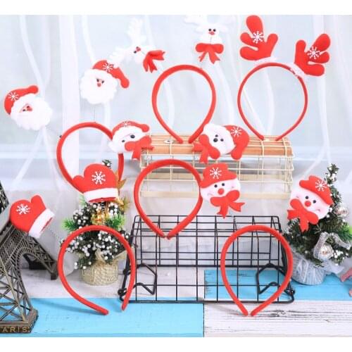 Santa Claus Snowman Head Christmas Antlers Headbands Buckle Adult Children Xmas Tree Headwear Xmas Party Decorations For Home