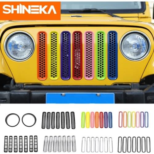 SHINEKA Racing Grills For Jeep Wrangler TJ ABS Car Front Insert Mesh Grille Decoration Cover For Jeep Wrangler TJ 1997-2006