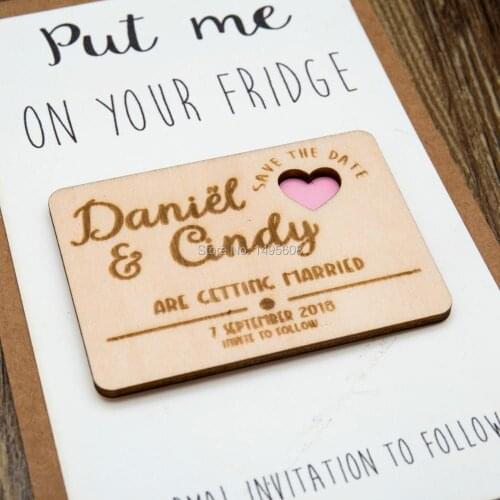Save the date magnet, wooden save the dates, wooden wedding magnets, coloured hearts