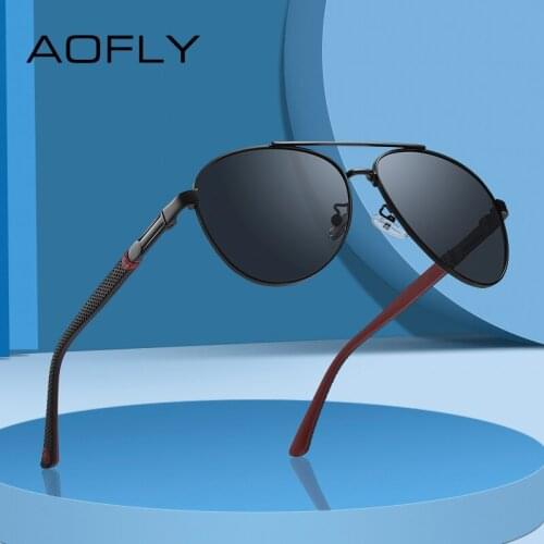 AOFLY Man Brand Polarized Sunglasses 2021 Retro Square Pilot Sun Glasses Male Spring Hinge Design Fashion Driving Eyewear UV400