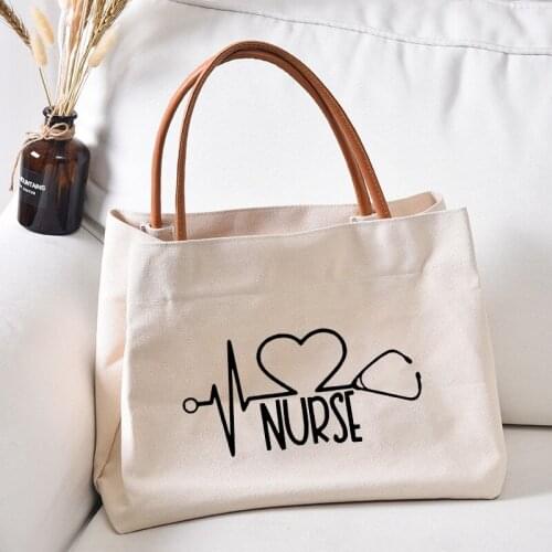 Nurse Stethoscope Printed Nursing Tote Bag Work Bag Gift for Nurse Women Lady Fashion Beach Bag Handbag